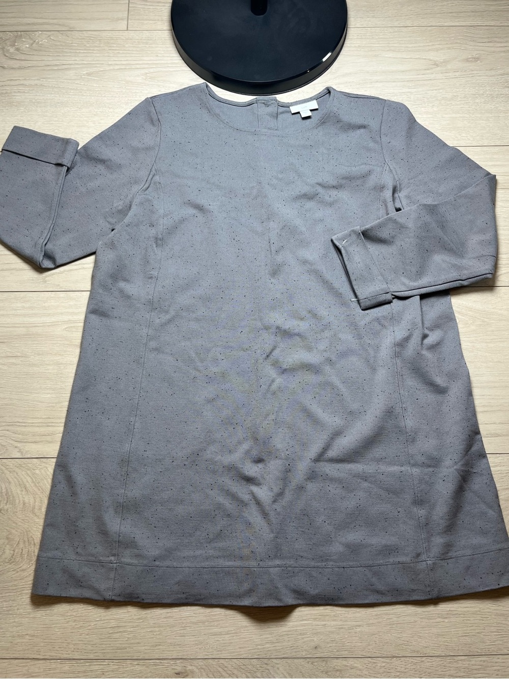 J Jill Knit Tunic Top Size L Gray Speckled Cuffed Button Back Women’s Shirt